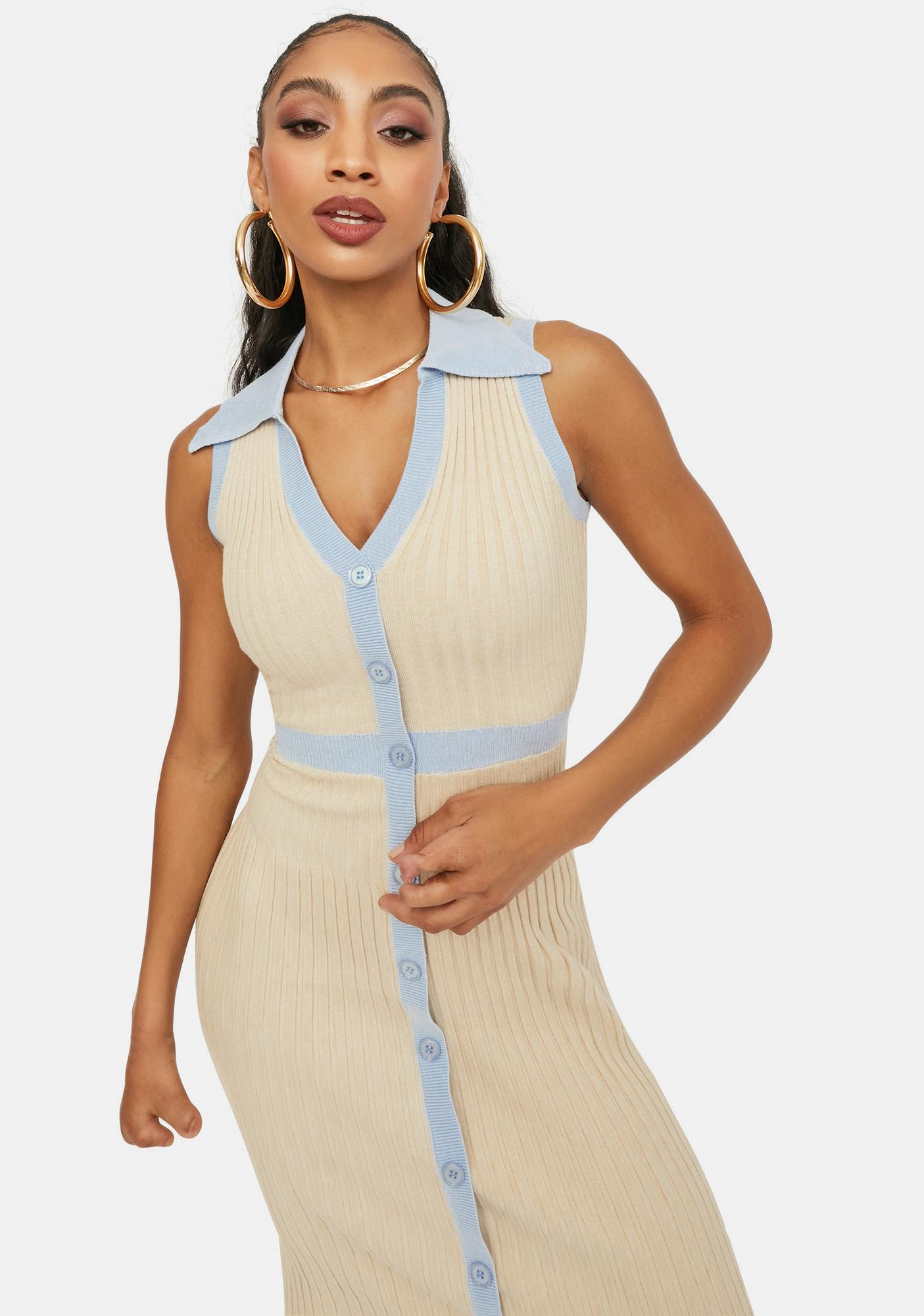 sleeveless knit midi dress