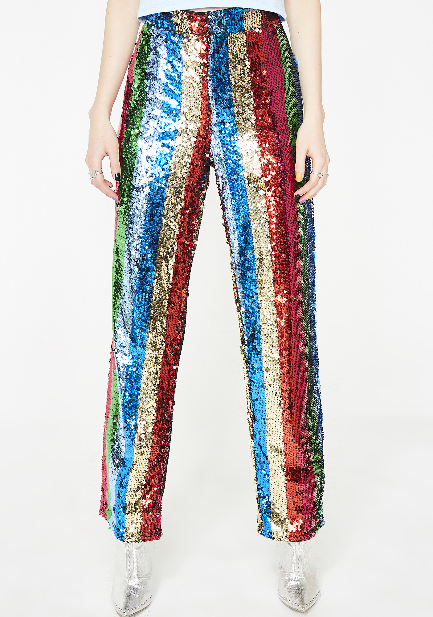 rainbow sequin pants