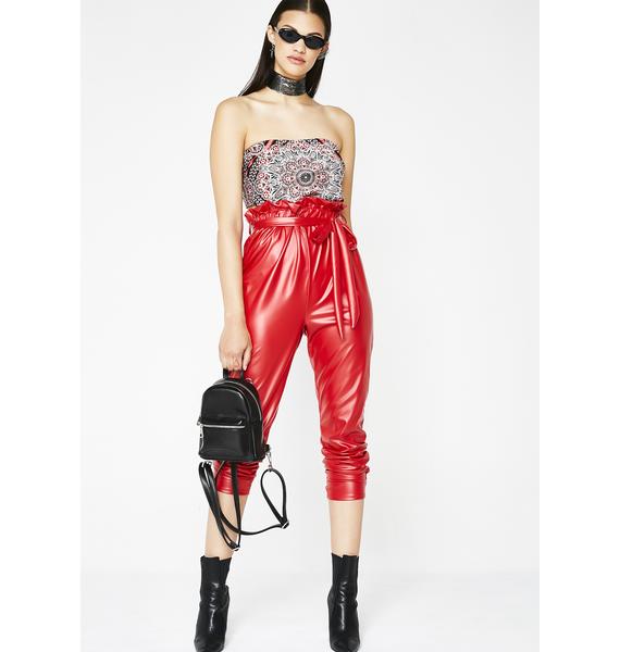 high waisted vinyl trousers