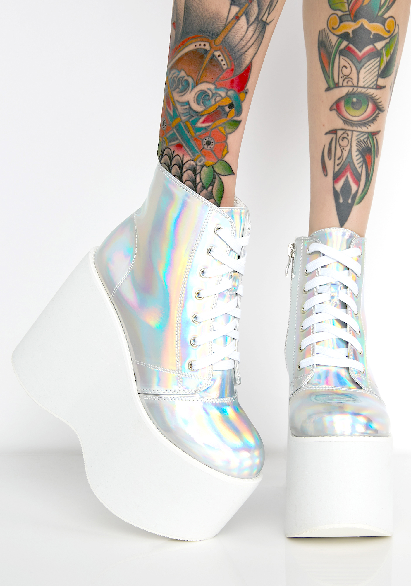 Hologram Platform White Boots | Dolls Kill