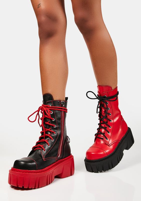 red black boots