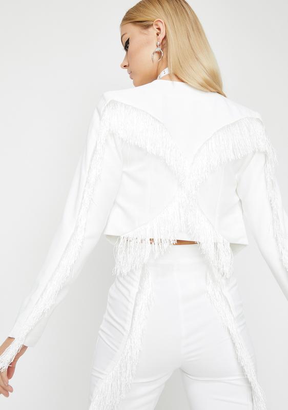 cropped white fringe jacket