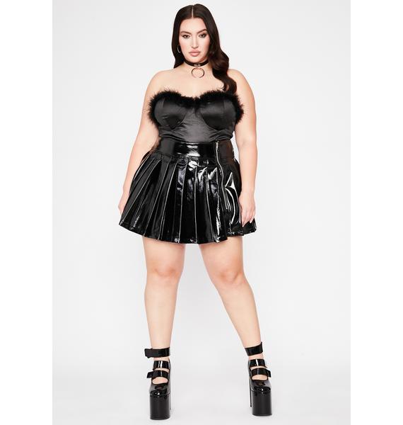 Plus Size Black Strapless Marabou Bustier Bodysuit Dolls Kill