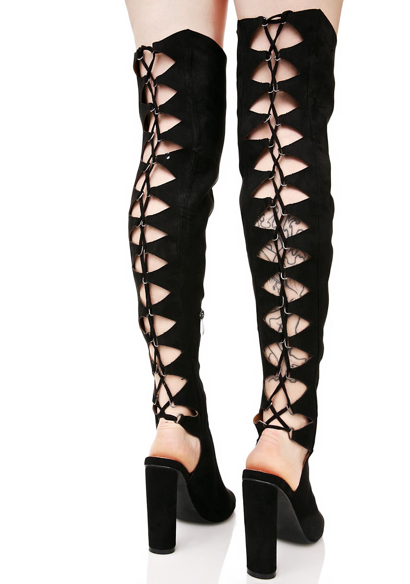thigh high cut out boots