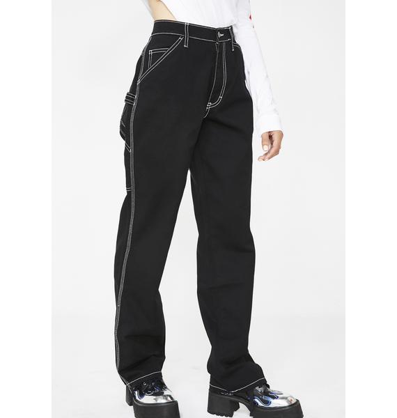 dickies black jeans white stitching
