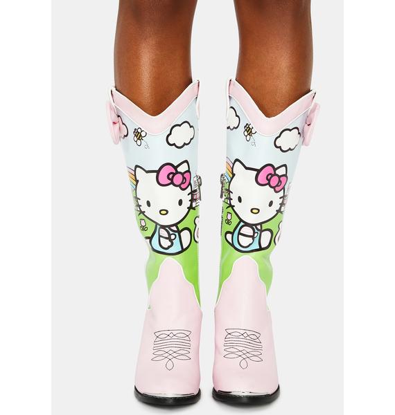 Dolls Kill Hello Kitty Rainbow Cowboy Boots Pastel Kawaii Dolls Kill