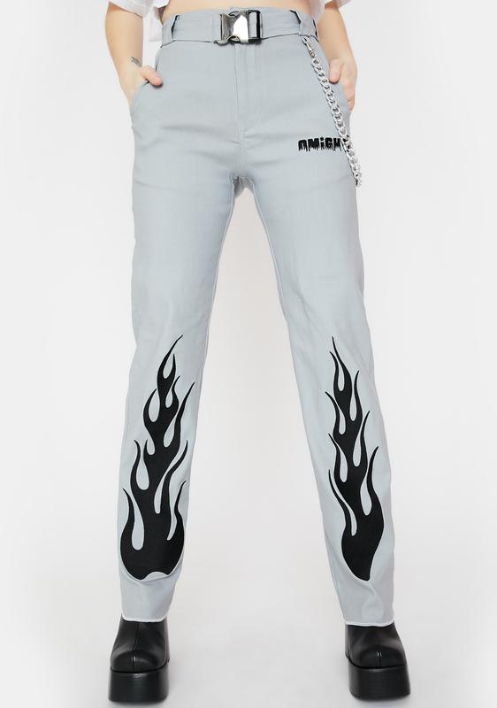 jeans with pink flames