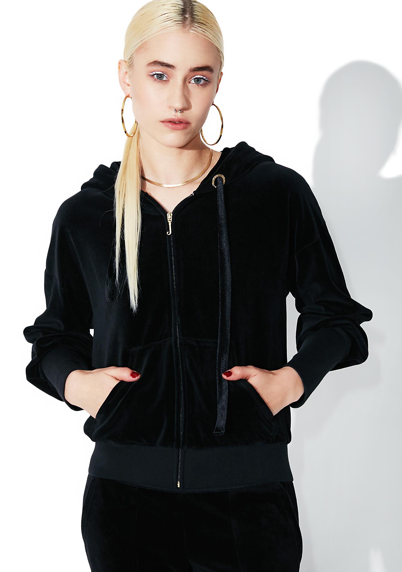 JUICY COUTURE Velour Lace Back Hoodie | Dolls Kill
