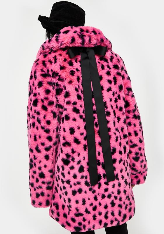 pink leopard fur jacket