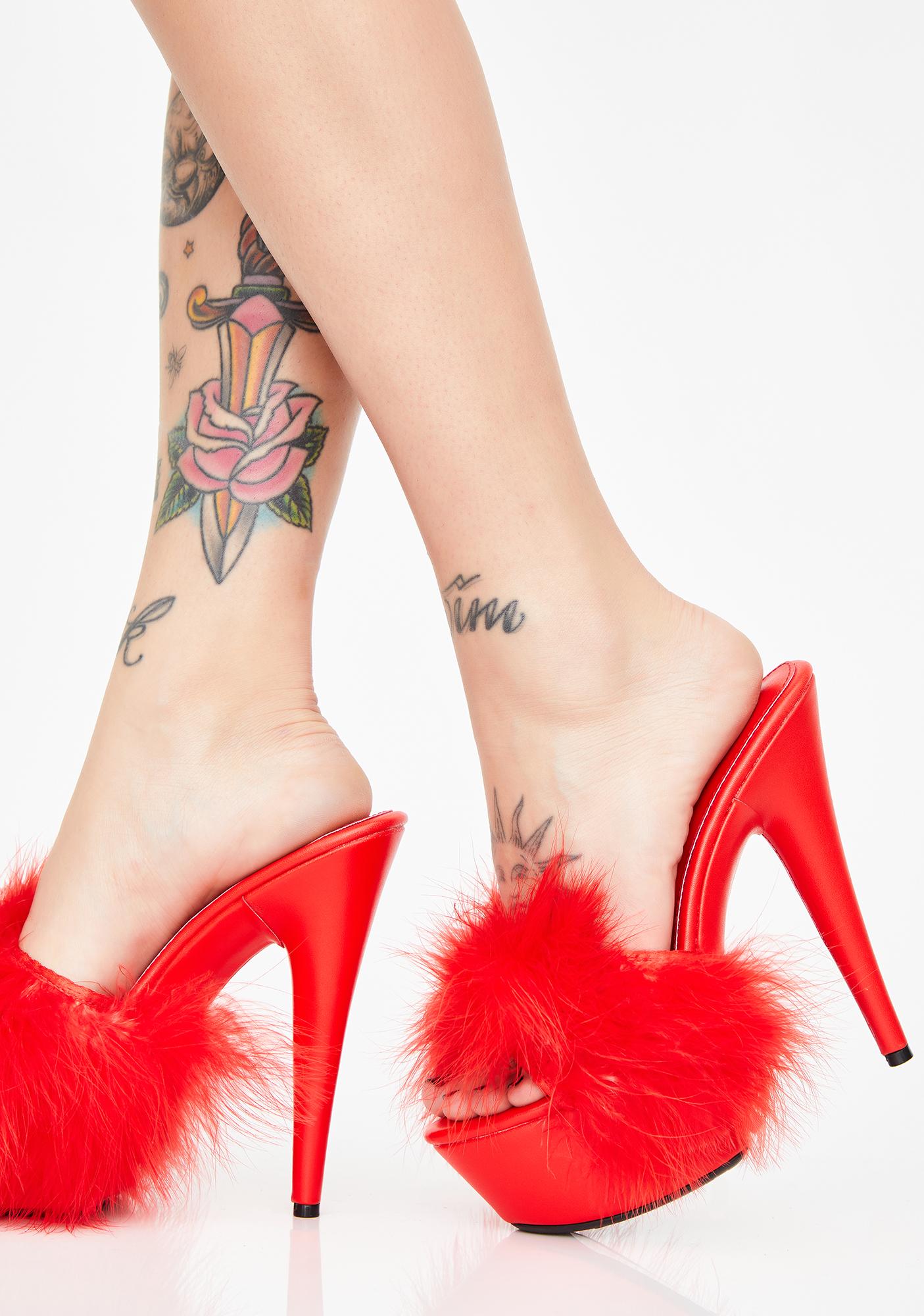 fluffy marabou stiletto mules