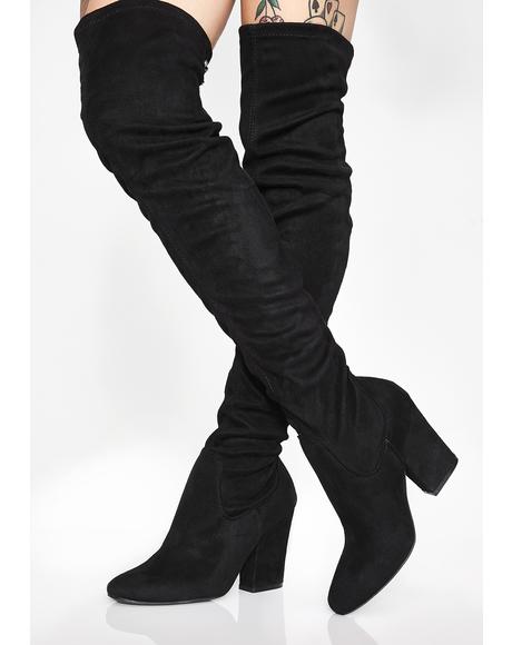 Nude Knit Thigh High Open Toe Boots | Dolls Kill