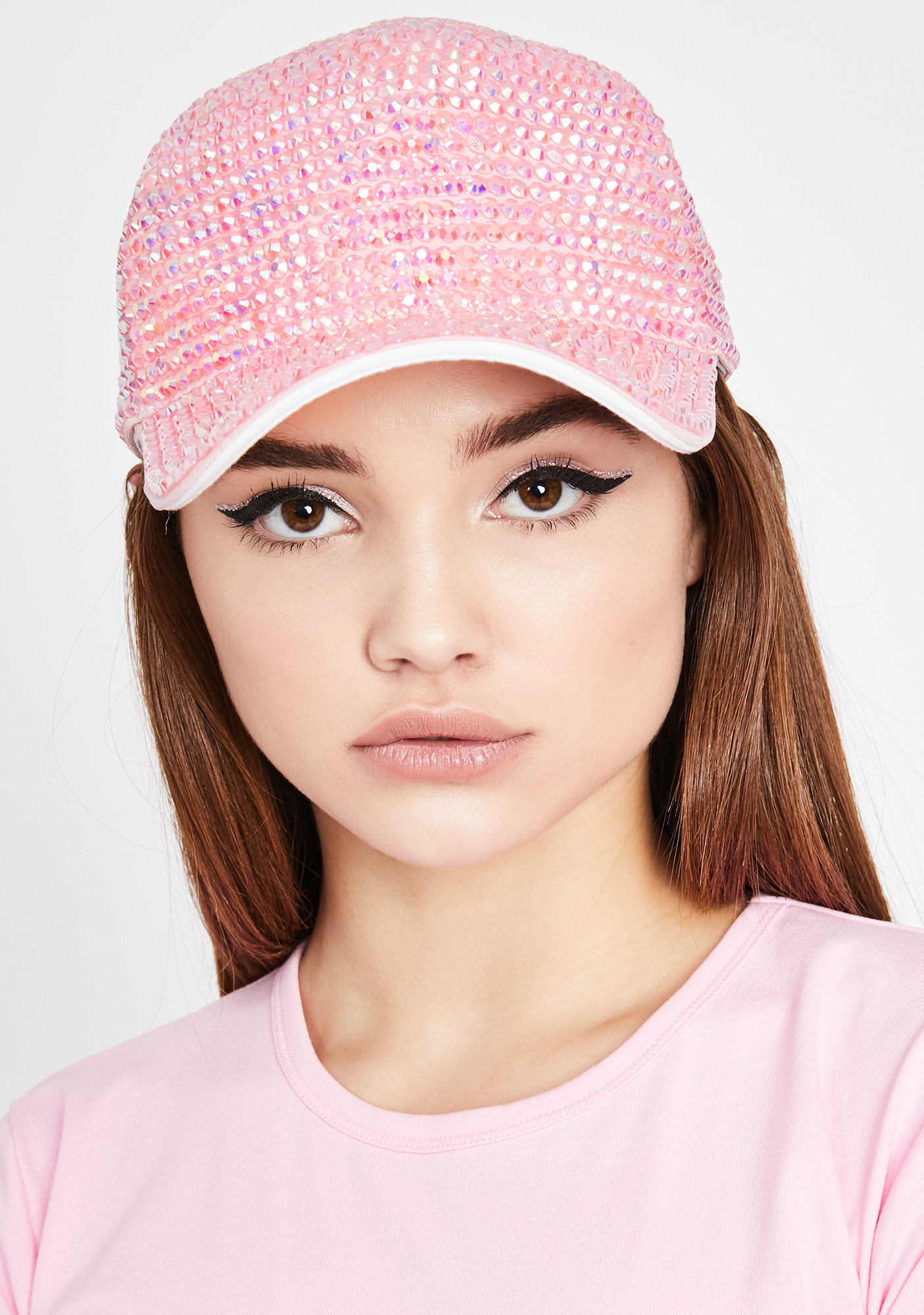 Pink Rhinestone Baseball Cap Hat Glitter Sparkle Studded Dolls Kill
