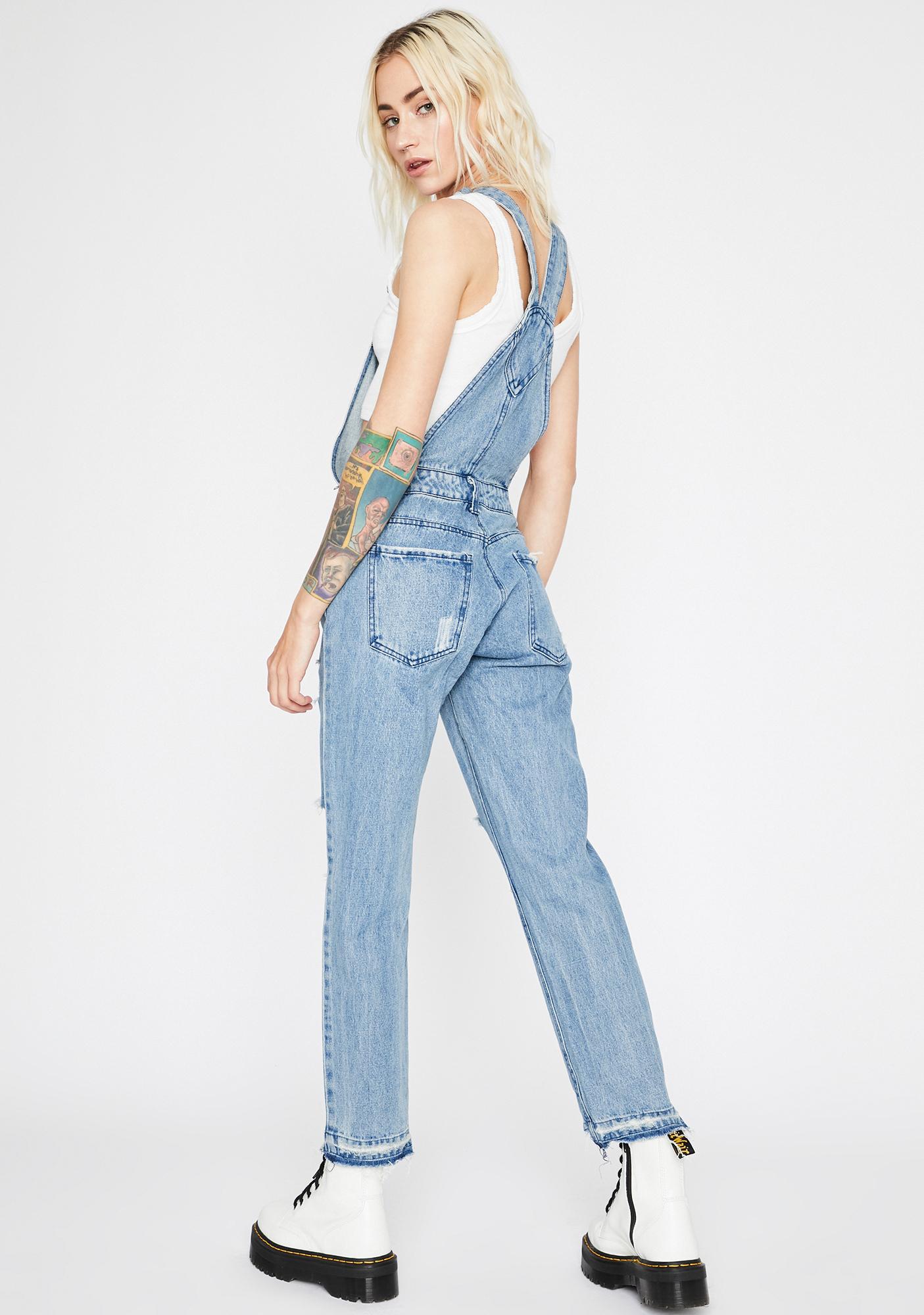 Lace Up Overalls Blue | Dolls Kill