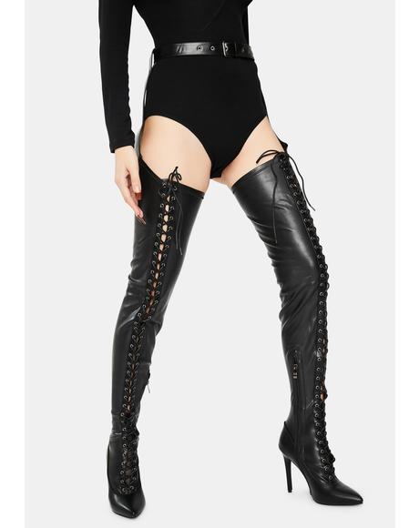 latex knee high boots