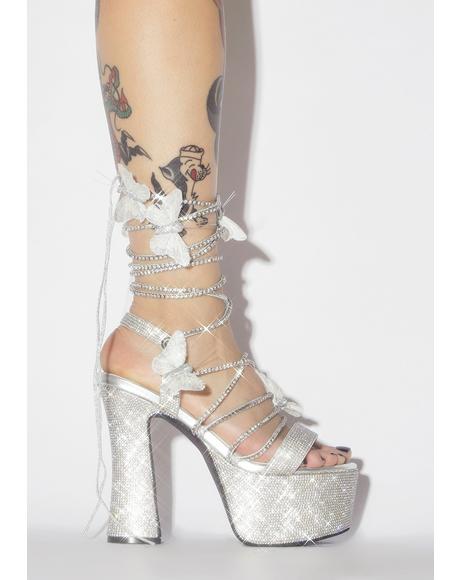 sparkle lace up heels
