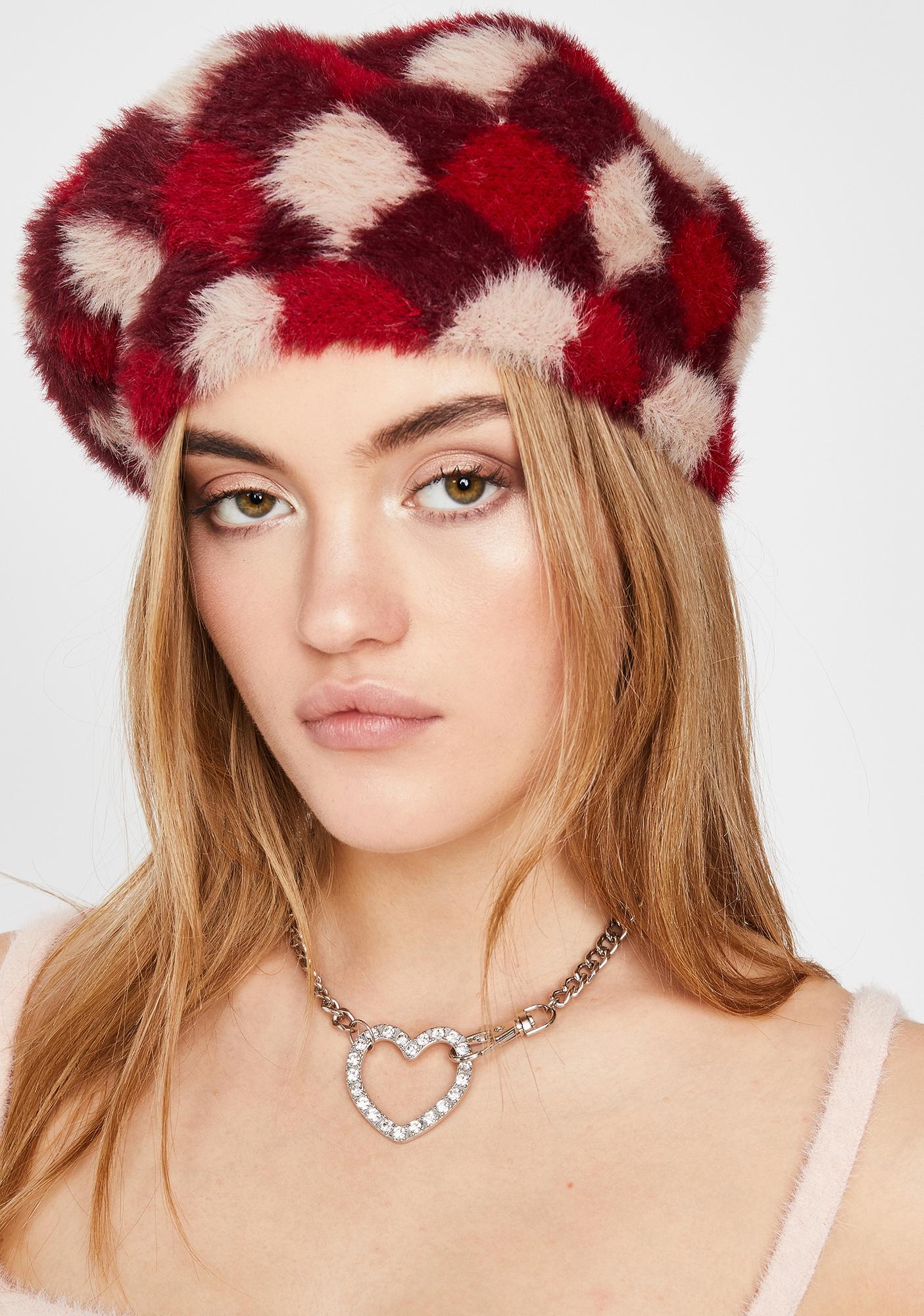 Fuzzy Plaid Beret Hat | Dolls Kill