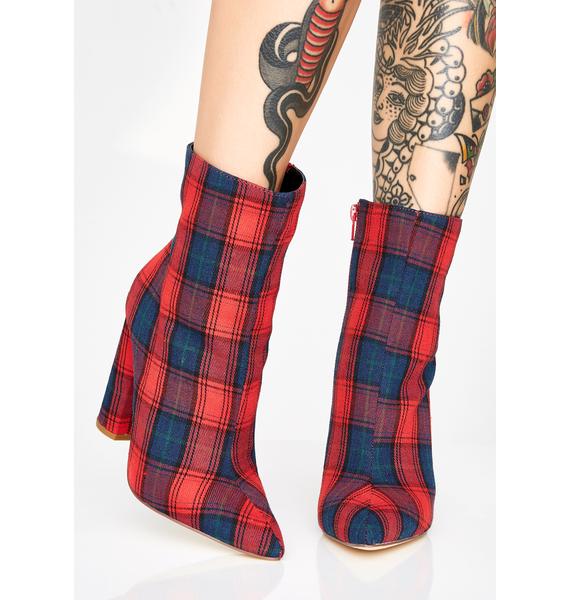 red plaid booties