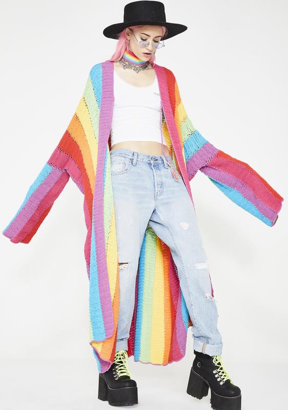 dolls kill rainbow cardigan