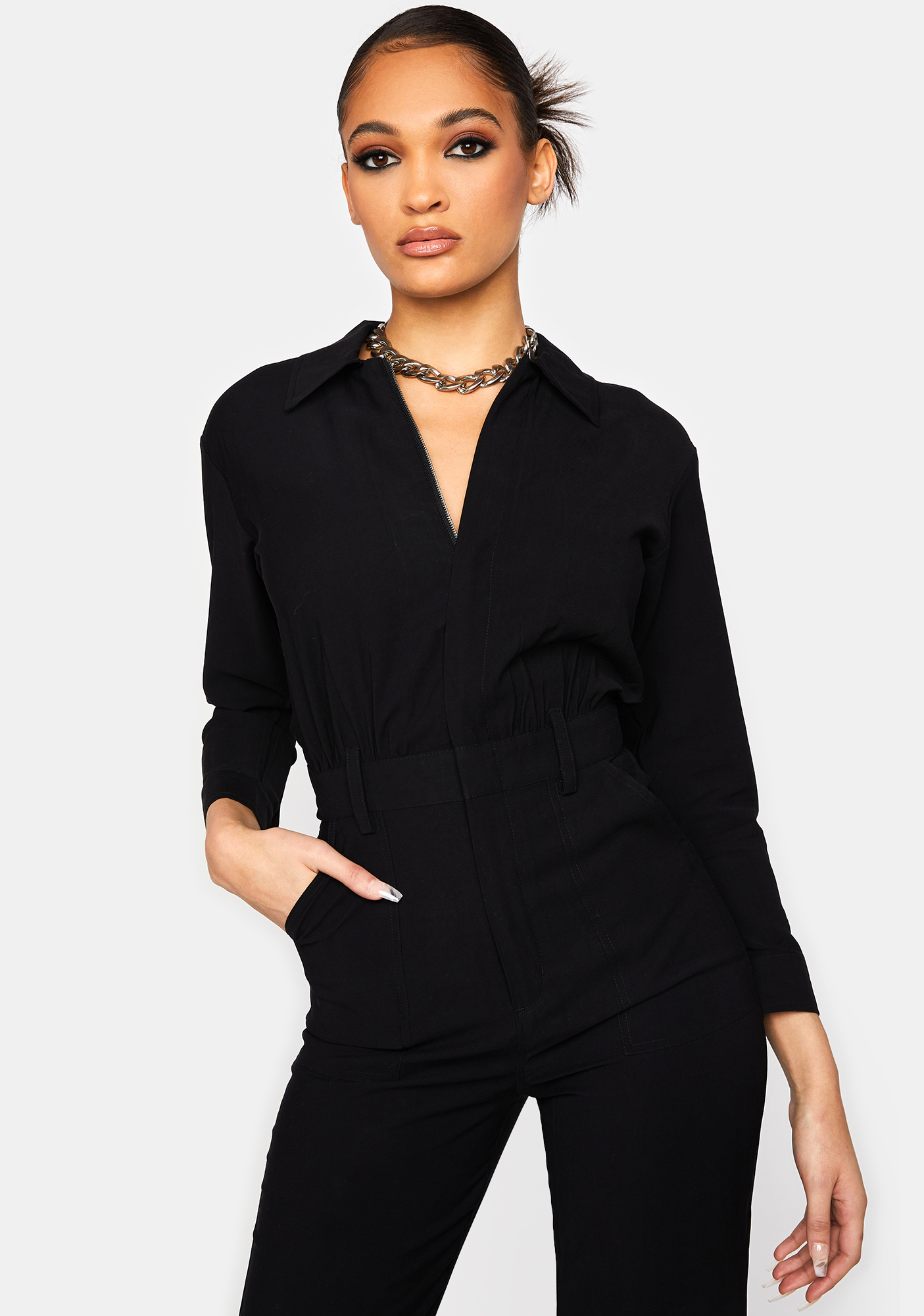 WeWoreWhat Utility Twill Zip Jumpsuit - Black | Dolls Kill