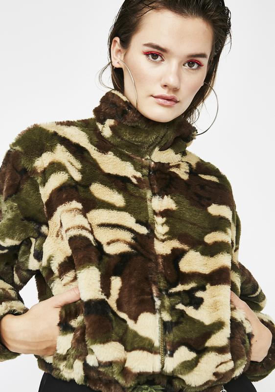 fuzzy camo jacket