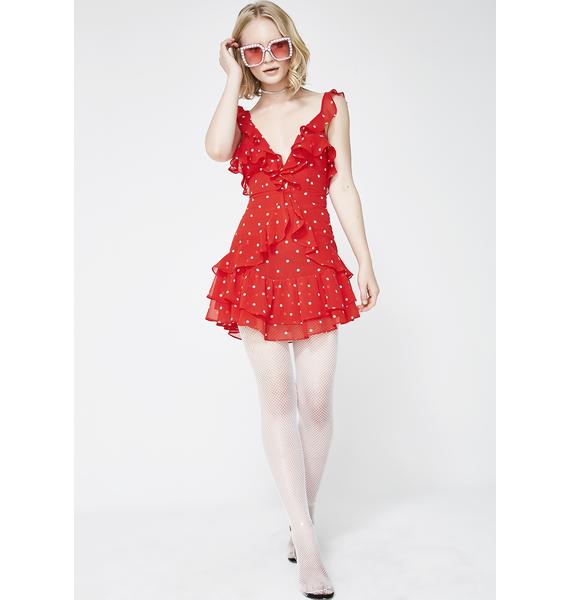 for love and lemons red polka dot dress