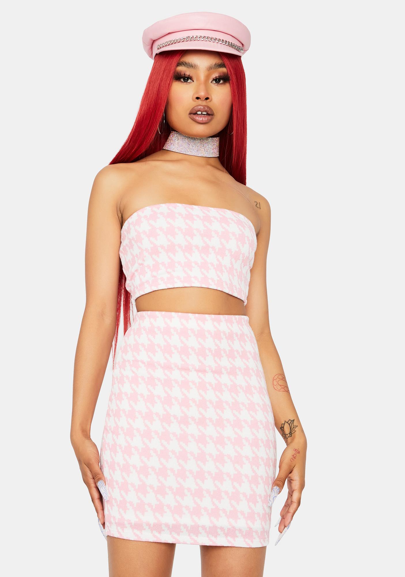 bodycon houndstooth skirt