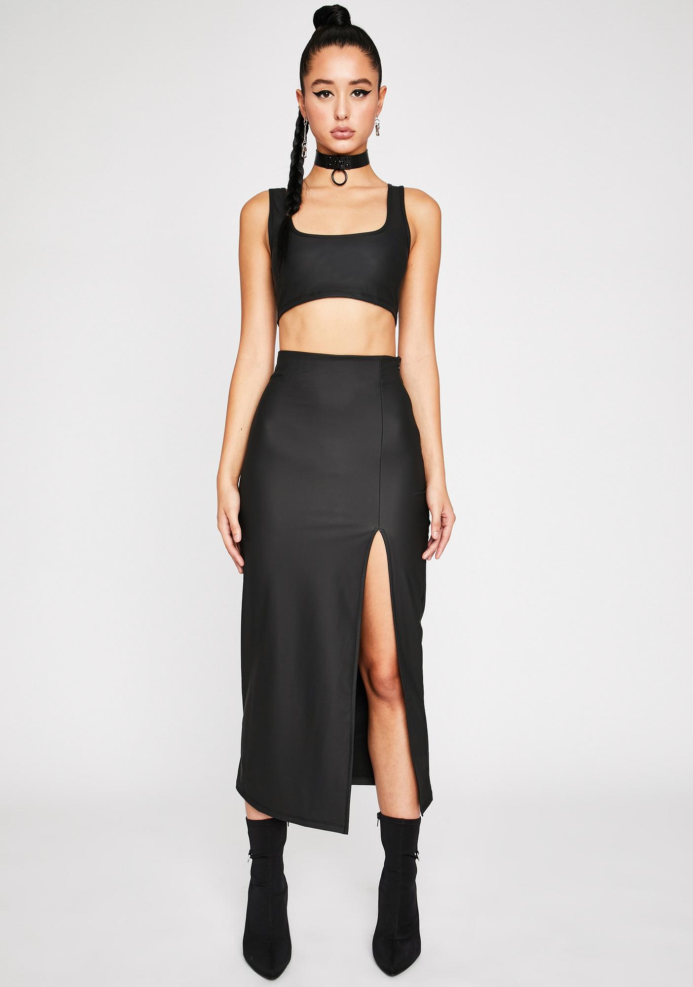 Poster Grl Matte Crop Tank & Midi Slit Skirt Set | Dolls Kill