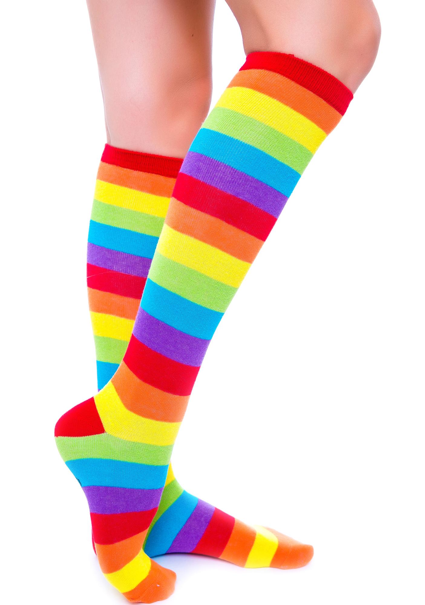 Rainbow Fae Knee High Socks | Dolls Kill