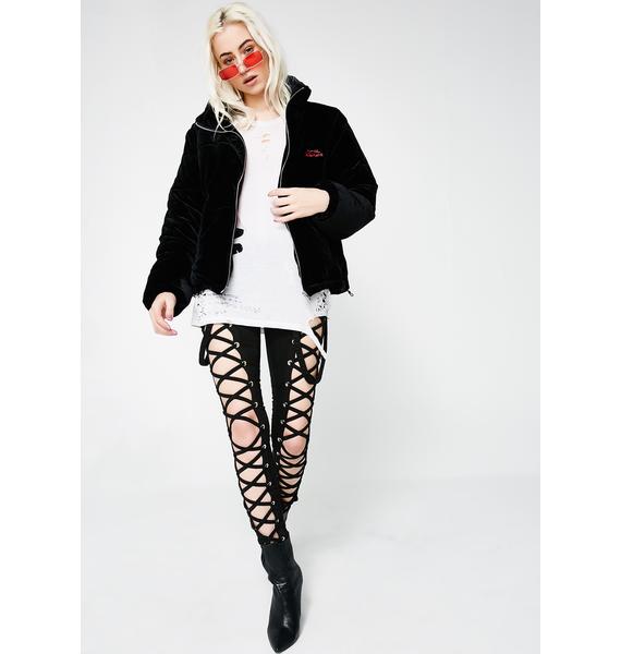 Local Heroes Rose On Fire Black Velvet Puff Jacket | Dolls ...