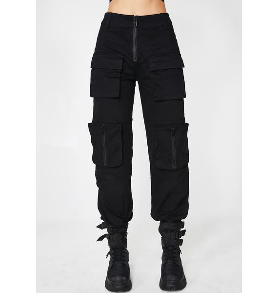 black strappy cargo pants