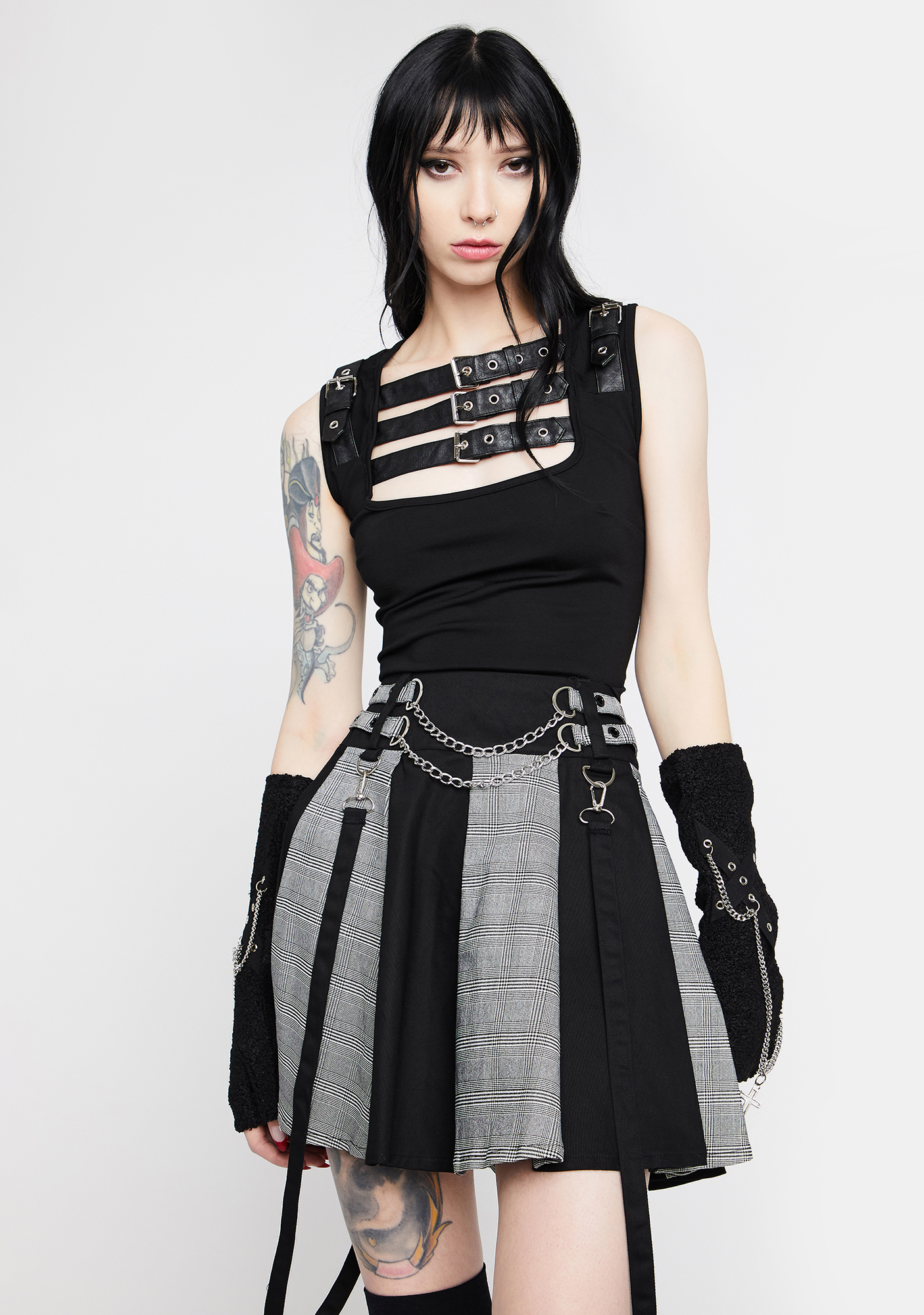 Jawbreaker Straps Pleated Skirt | Dolls Kill