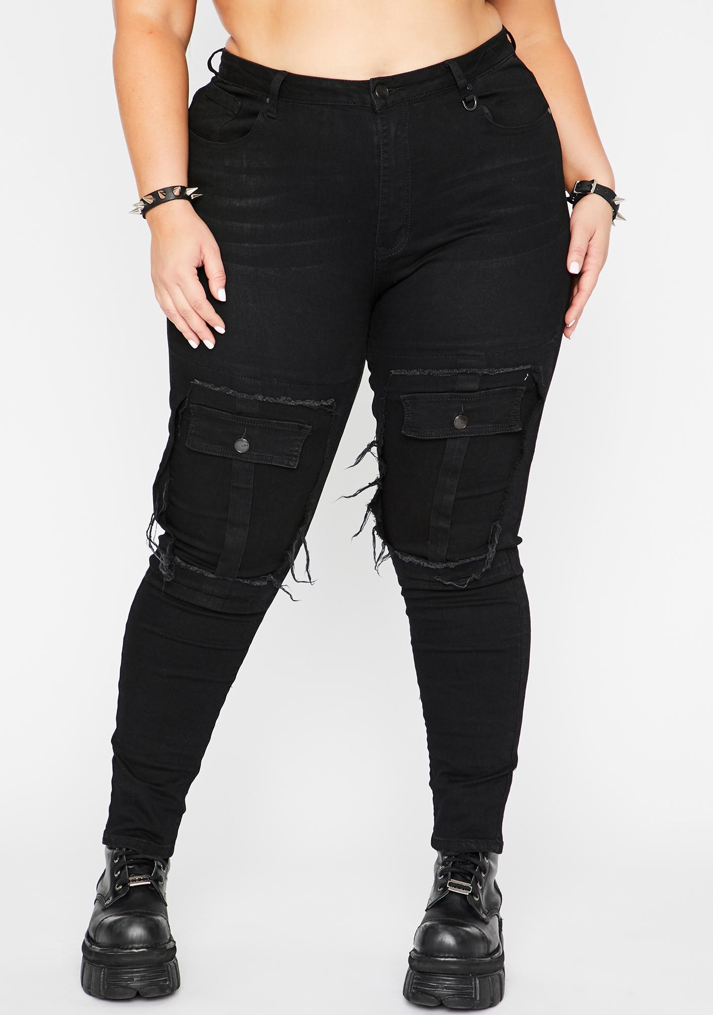 Plus Size Distressed Cargo Skinny Jeans | Dolls Kill