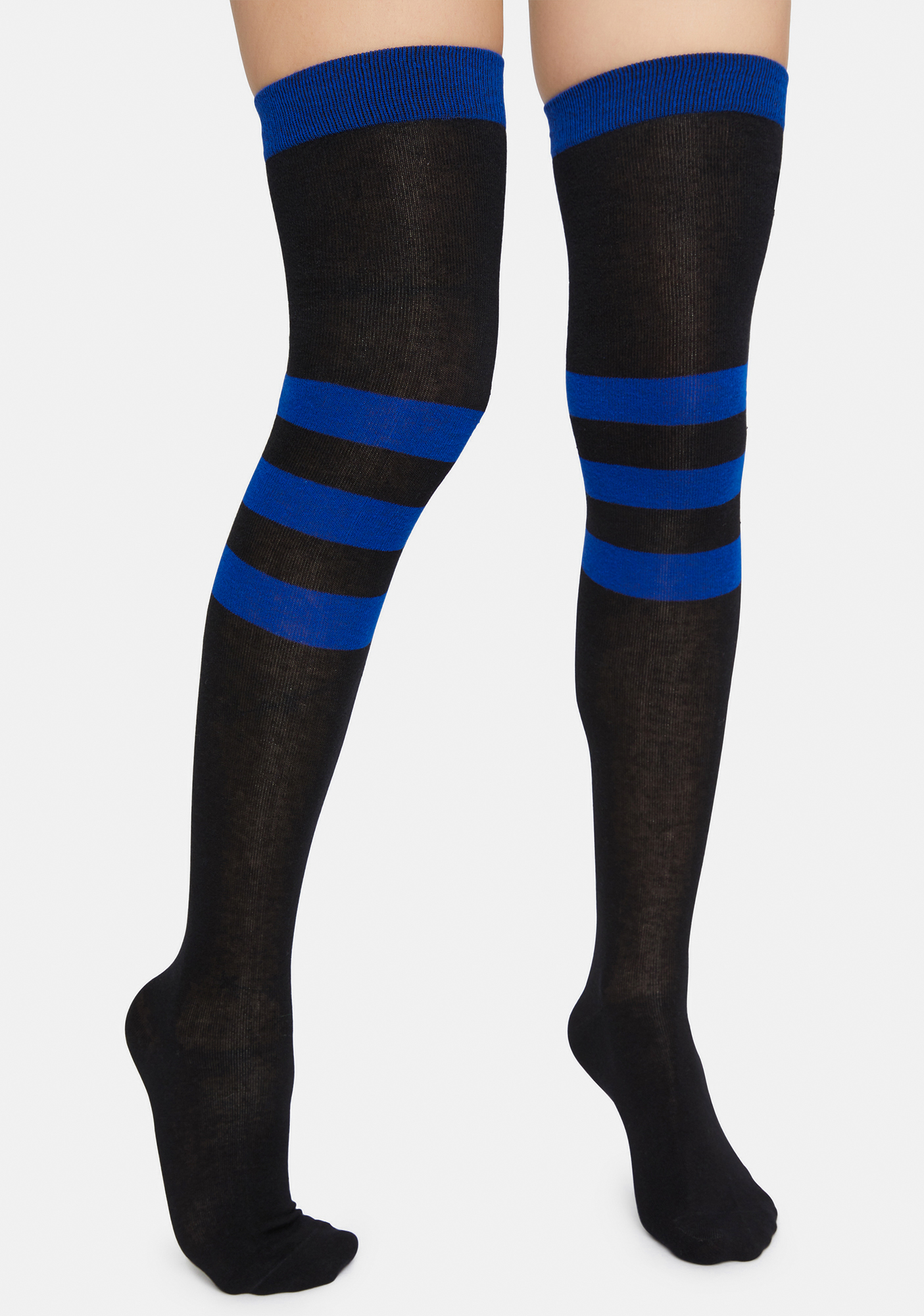 Navy Scoring High Stripe Knee High Socks | Dolls Kill