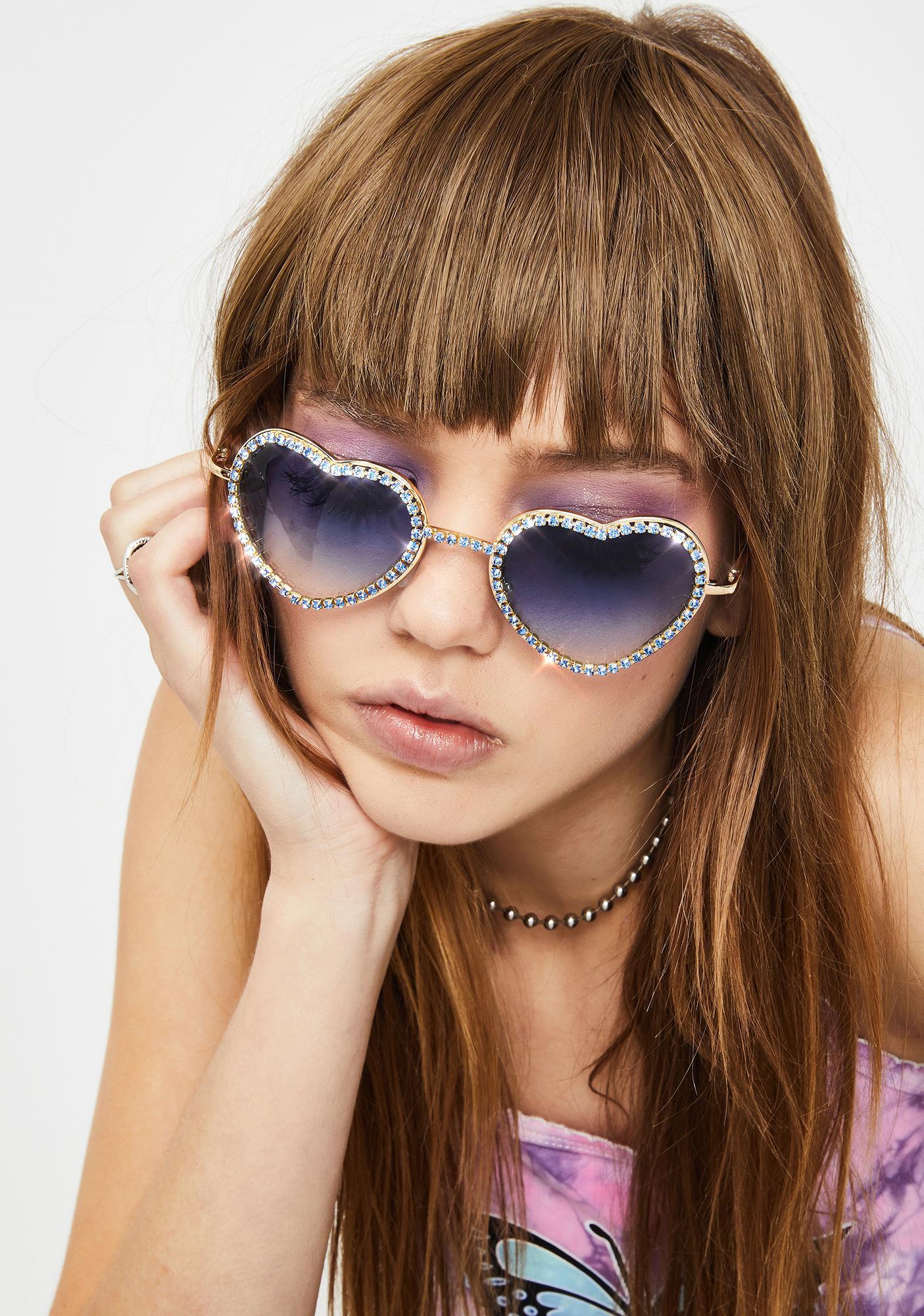 rhinestone heart shaped sunglasses