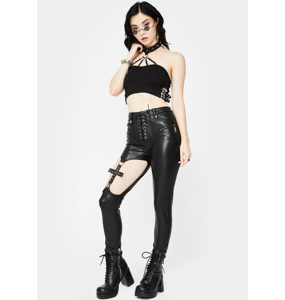 Devil Fashion Cross Cut-Out Skinny Pants