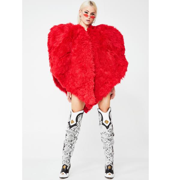 Red Fuzzy Heart Shaped Jacket Costume | Dolls Kill
