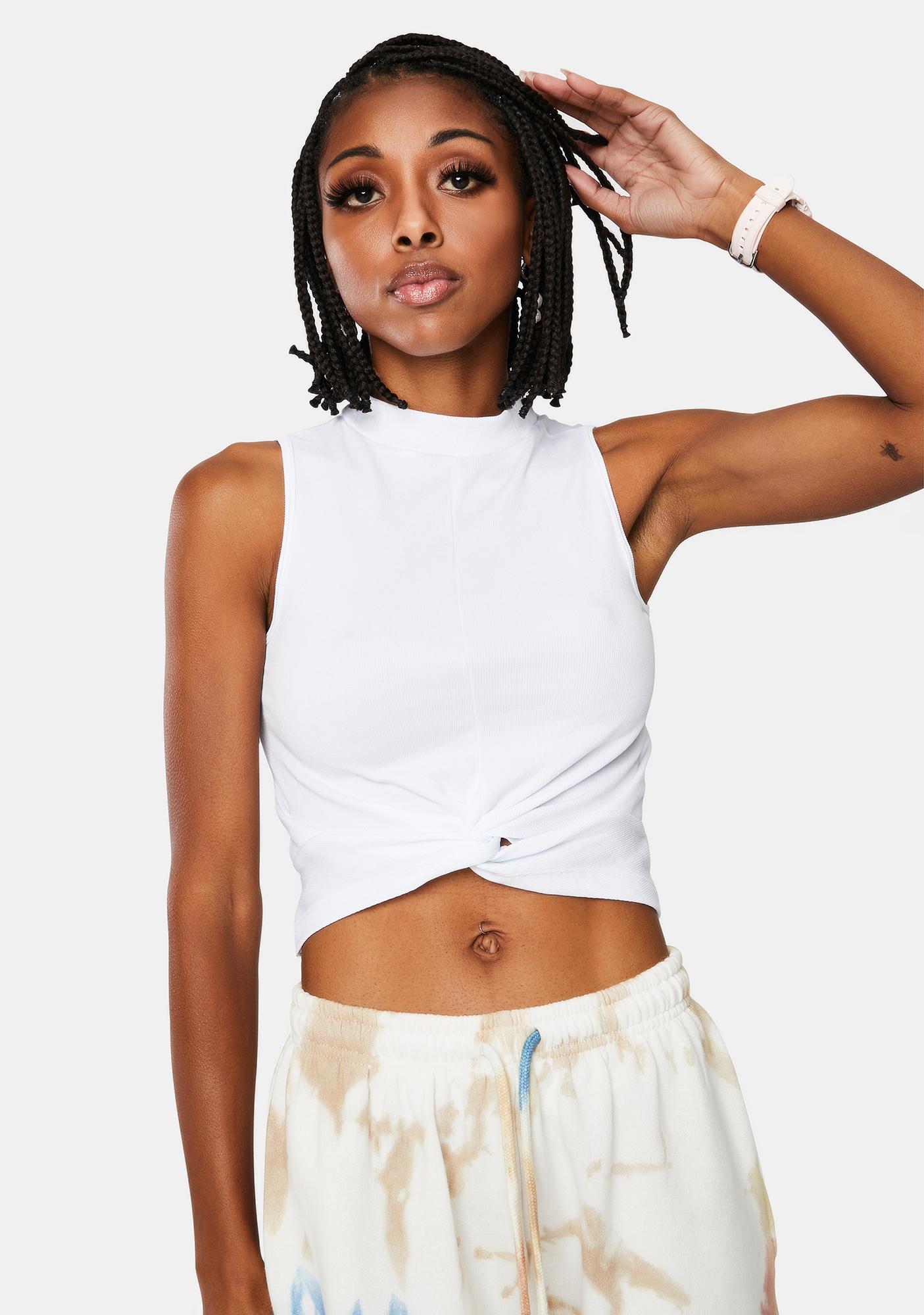 white mock neck tank top