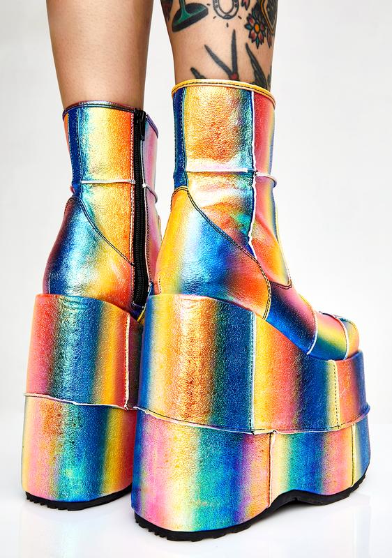 demonia rainbow boots