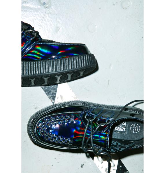 T.U.K. Black Hologram Patent Viva Low Creepers Dolls Kill