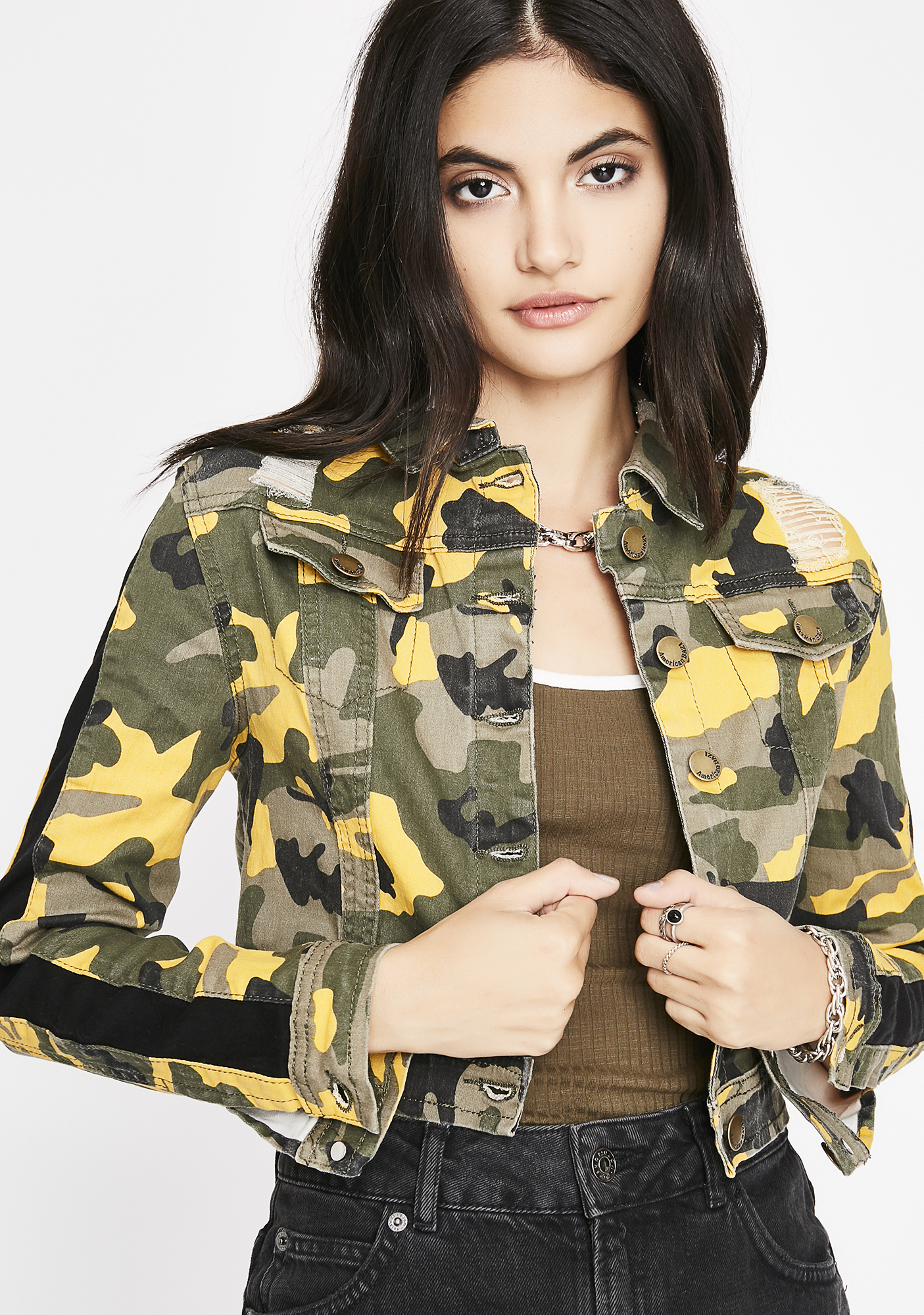 cropped denim jacket camo