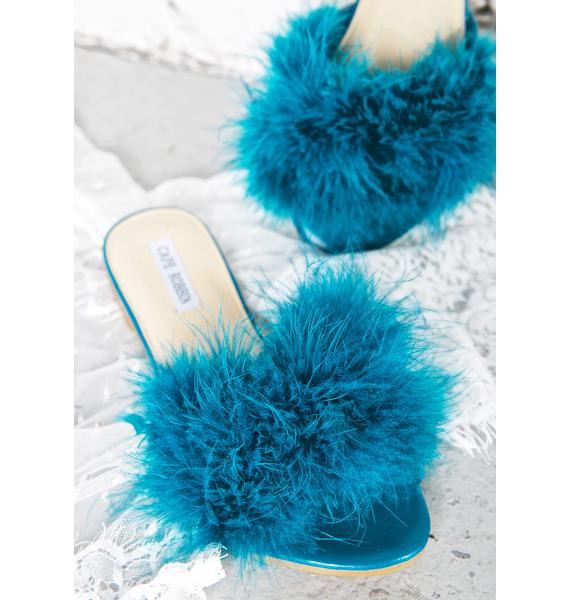 Blue Fluffy Slide Sandal Dolls Kill