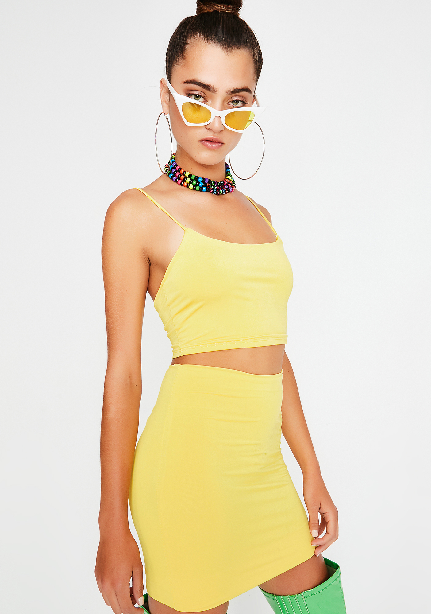 yellow skirt set
