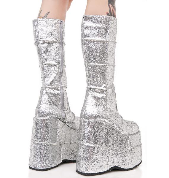 Demonia Glitter Stack Platform Boots Dolls Kill