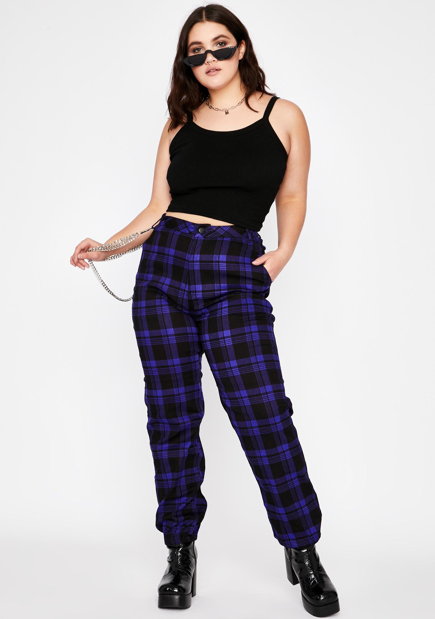 plaid joggers womens