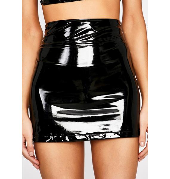 High Waist PVC Mini Skirt Back Zip Black | Dolls Kill