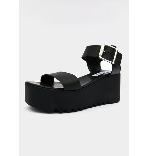 steve madden all black platform sandals