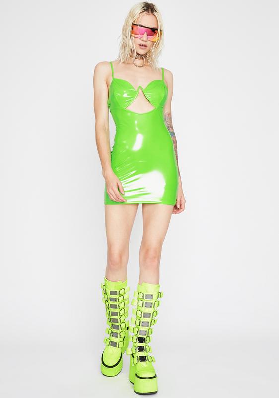 neon vinyl dress