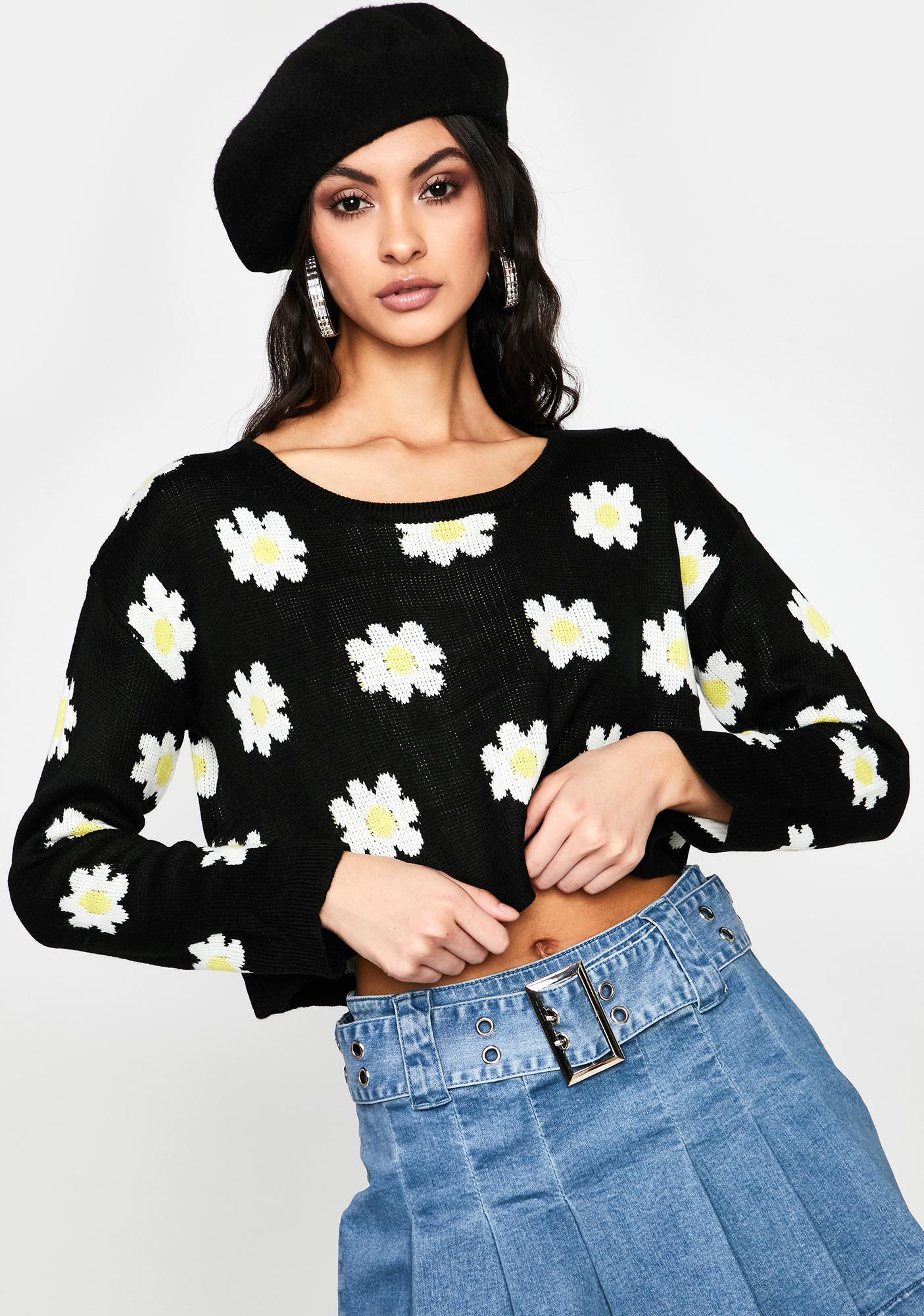 daisy knit sweater