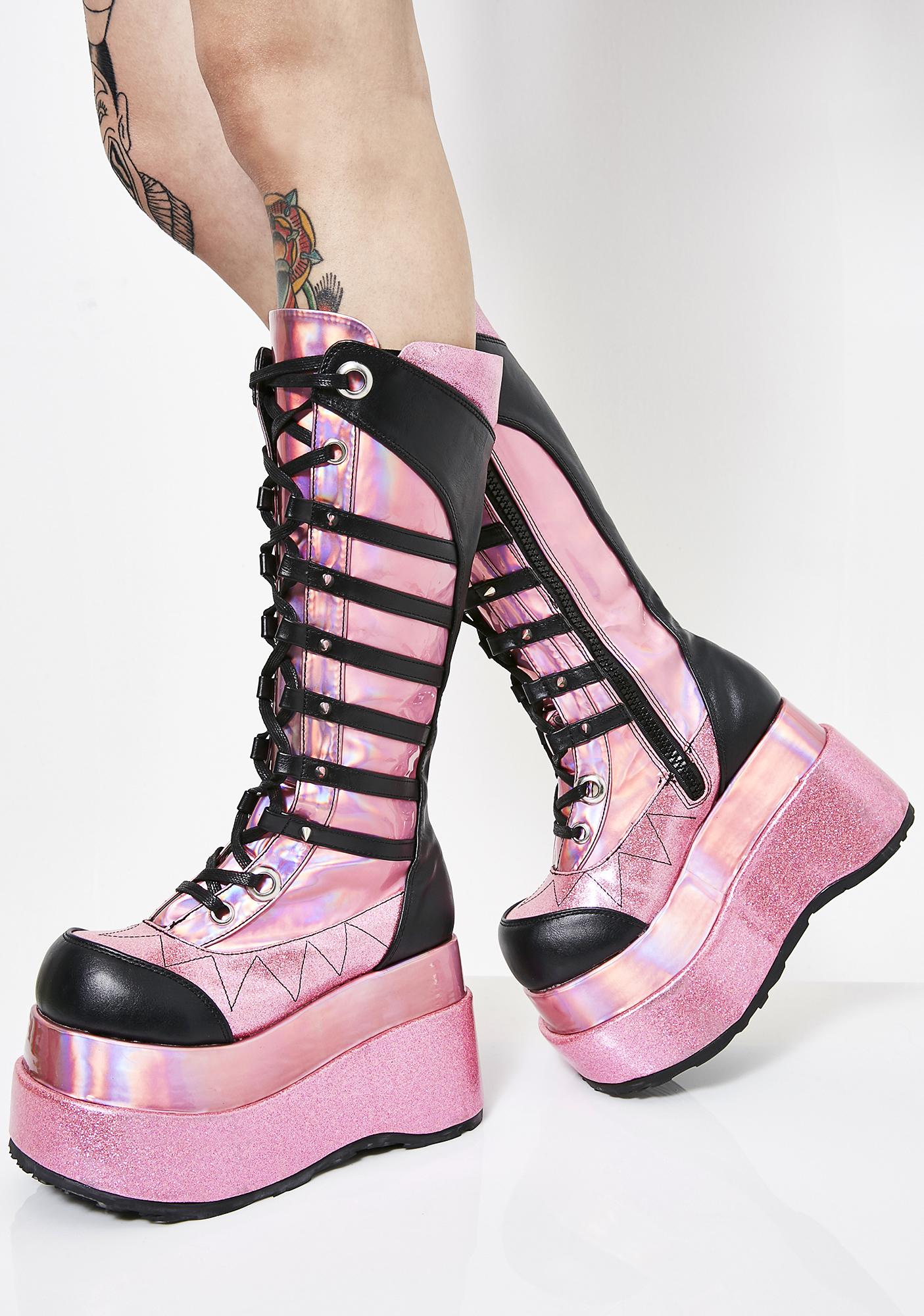 hot pink platform boots