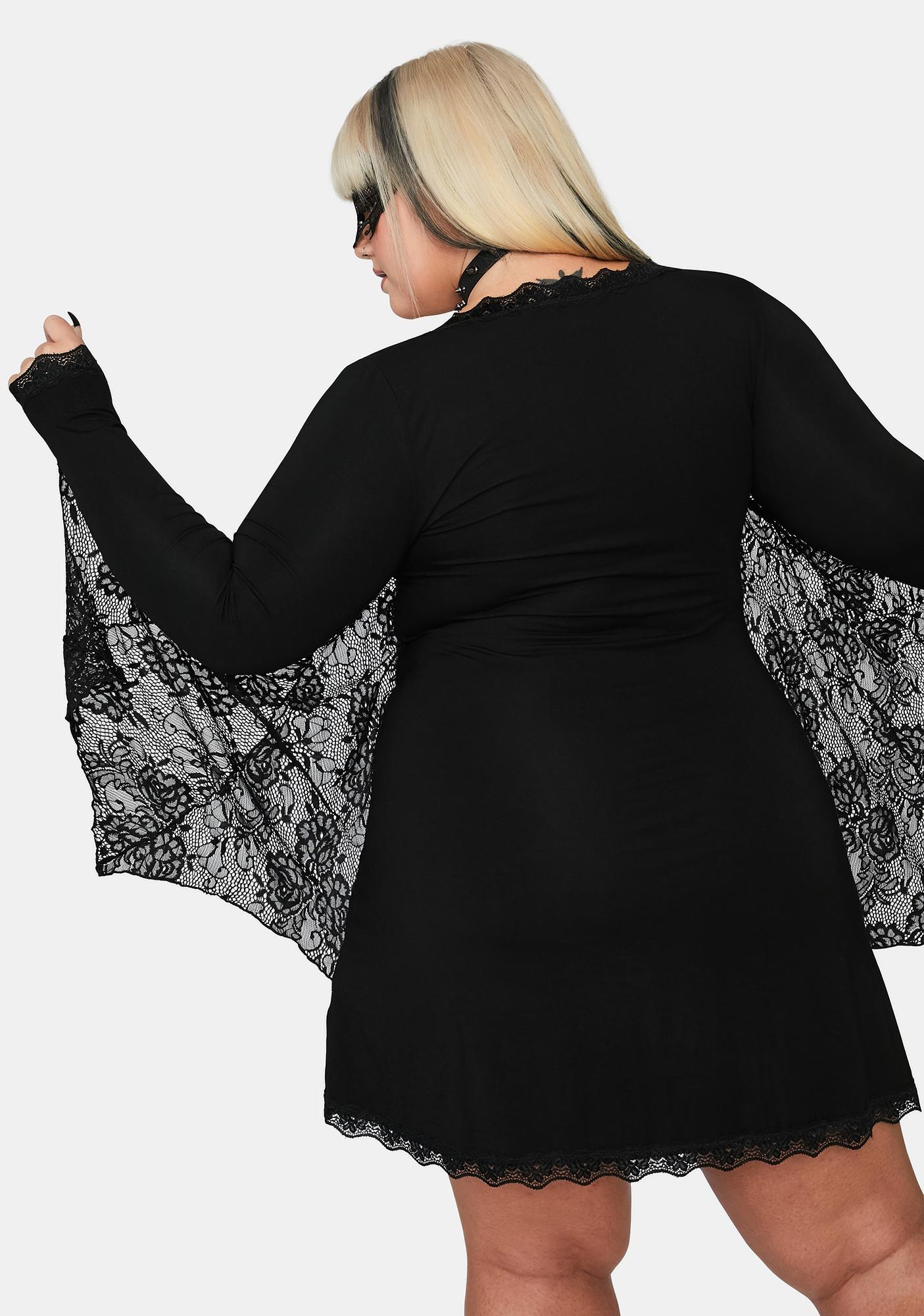 Plus Size Halloween Sexy Bat Wing Dress Costume Black Dolls Kill